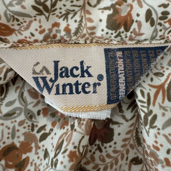 70s Vintage Winter Jack Tan Green Ditsy Floral Ballon Sleeve Pop Over Blouse - Picture 7 of 7